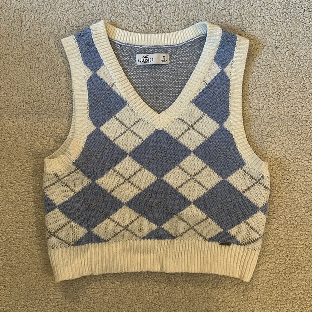 Women’s Hollister Cropped Argyle Sweater Vest - Size Small